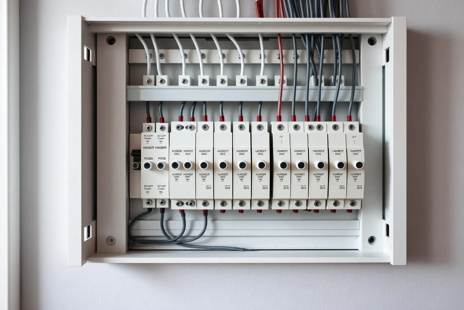 Moderne groepenkast met aardlekautomaten netjes aangesloten door Wattwies